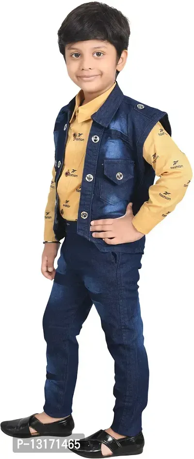 Fabulous Yellow Cotton Solid Shirts with Jeans For Boys-thumb4