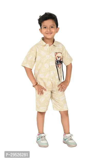 Fabulous Beige Cotton Printed Shirt with Shorts For Boys-thumb4