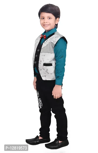 Fabulous Blue Cotton Printed Shirts with Jeans And Jacket Set For Boys-thumb4