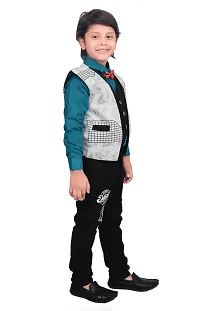 Fabulous Blue Cotton Printed Shirts with Jeans And Jacket Set For Boys-thumb4