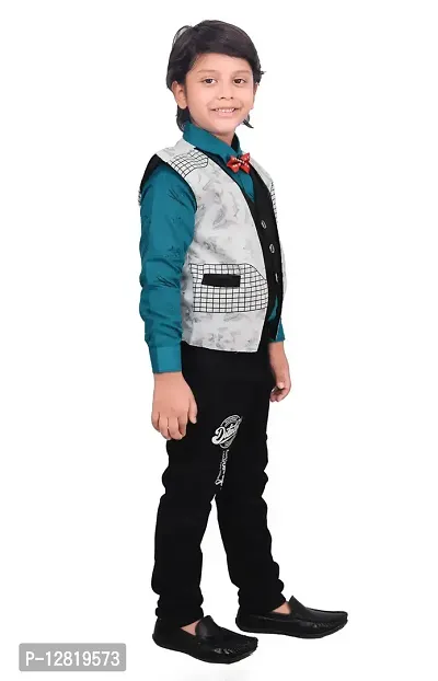 Fabulous Blue Cotton Printed Shirts with Jeans And Jacket Set For Boys-thumb5