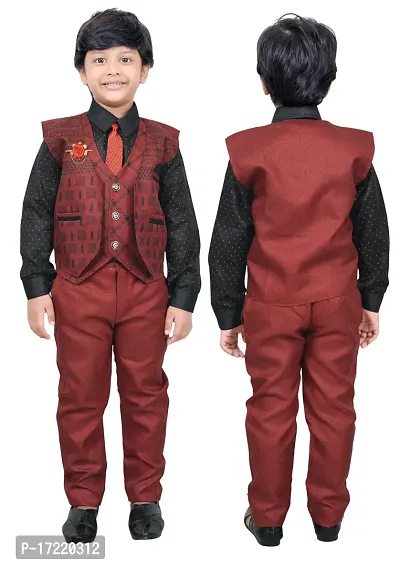 Fabulous Maroon Cotton Solid Shirts with Jeans For Boys