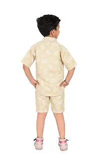 Fabulous Beige Cotton Printed Shirt with Shorts For Boys-thumb1