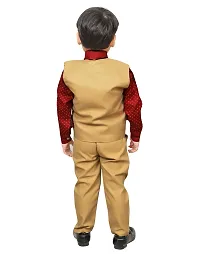 Fabulous Beige Cotton Solid Tops with Trousers For Boys-thumb1