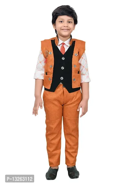 Stylish Fancy Cotton Solid Tops With Trousers For Boys