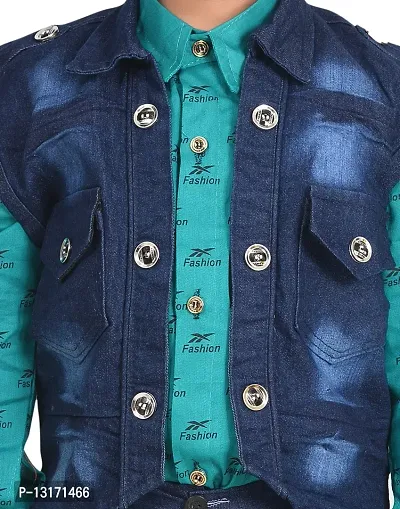 Fabulous Blue Cotton Solid Shirts with Jeans For Boys-thumb5