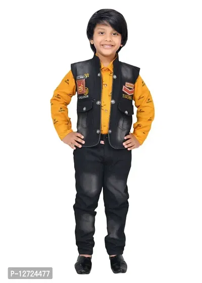 Stylish Boys Cotton Blend Shirt, Jeans with Jacket