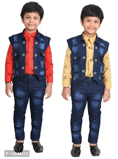 Fabulous Cotton Solid Tops with Trousers with Jacket For Boys