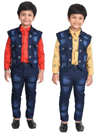 Fabulous Solid Tops with Trousers with Jacket For Boys