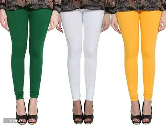 Stylish Fancy Cotton Solid Leggings For Women Pack Of 3