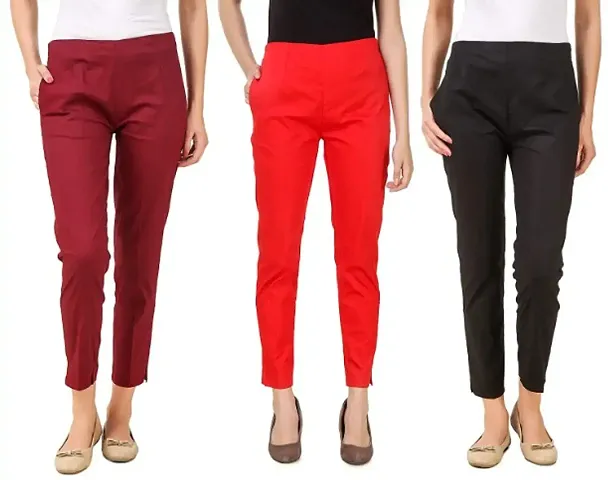 Stylish Rayon Solid Leggings For Women - Pack Of 3