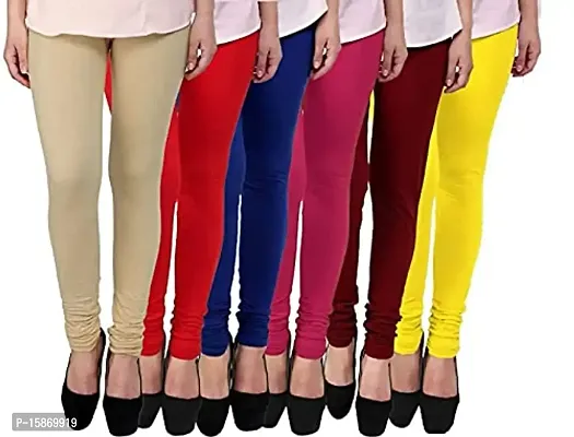 Stylish Fancy Cotton Lycra Solid Leggings For Women Pack Of 6-thumb0