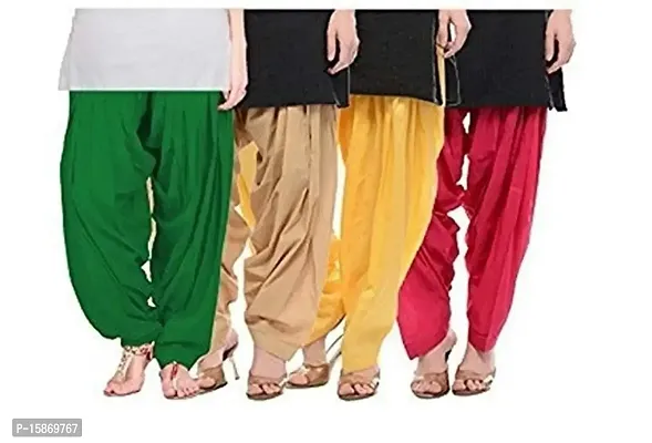 Stylish Fancy Cotton Solid Salwars For Women Pack Of 4-thumb0