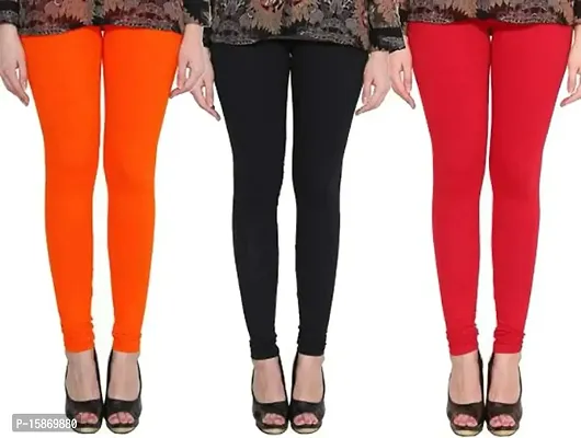 Stylish Fancy Cotton Solid Leggings For Women Pack Of 3