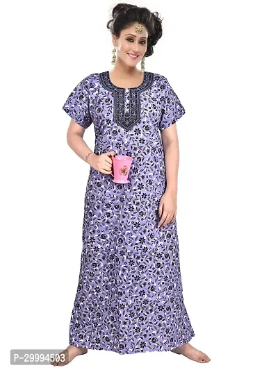 Stylish Multicoloured Cotton Printed Nighty For Women