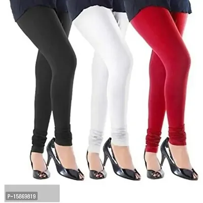 Stylish Fancy Cotton Solid Leggings For Women Pack Of 3-thumb0