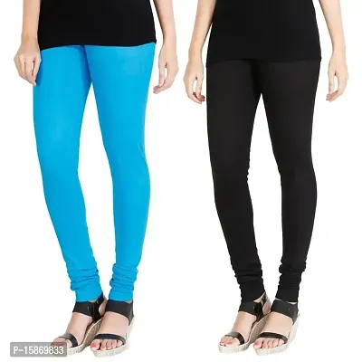 Stylish Fancy Cotton Solid Leggings For Women Pack Of 2