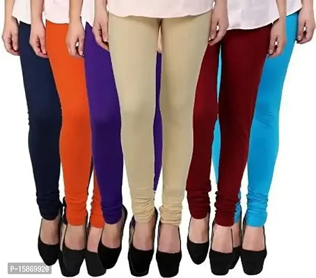 Stylish Fancy Cotton Lycra Solid Leggings For Women Pack Of 6-thumb0