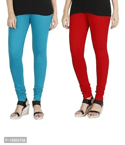 Stylish Fancy Cotton Solid Leggings For Women Pack Of 2-thumb0