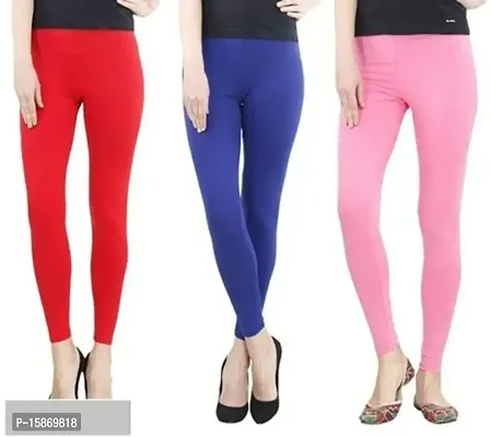 Stylish Fancy Cotton Solid Leggings For Women Pack Of 3-thumb0