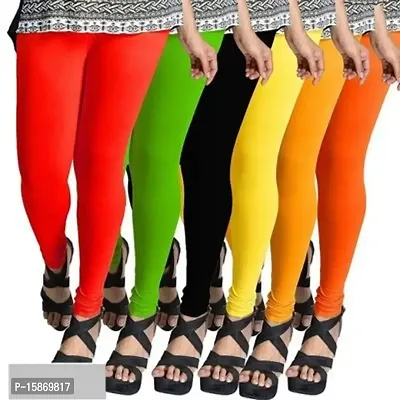 Stylish Fancy Cotton Solid Leggings For Women Pack Of 6-thumb0