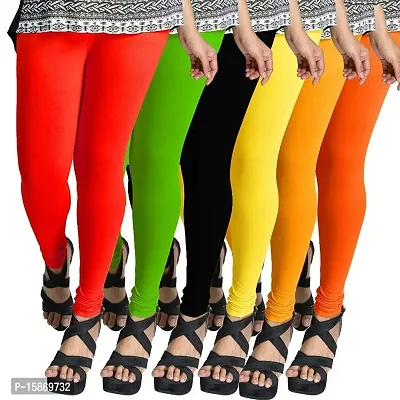 Stylish Fancy Cotton Solid Leggings For Women Pack Of 6-thumb0