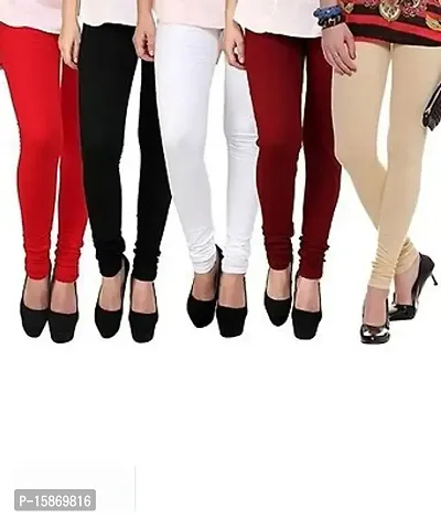 Stylish Fancy Cotton Solid Leggings For Women Pack Of 5-thumb0