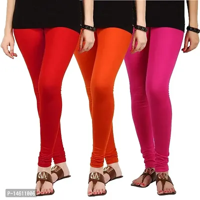 Womens Leggings/Solid Color Churidar Leggings Womens/Girls Lycra  Stretchable Trendy Leggings in Cotton Combo - Pack of 2