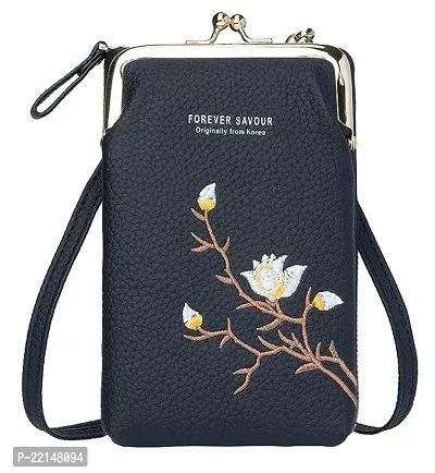 Shivika PU Womens Mobile Cell Phone Cash Card Holder Cross-Body Sling Bag Girls Small Hand Wallet