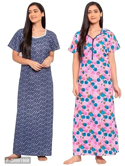 Women's Cotton Printed Maxi Nighty Pack of 2-thumb0