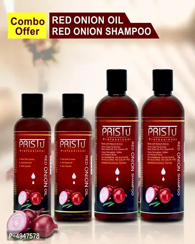 Premium Red Onion Oil And Shampoo Combo Pack (200ml Oil and 400ml Shampoo)-thumb0