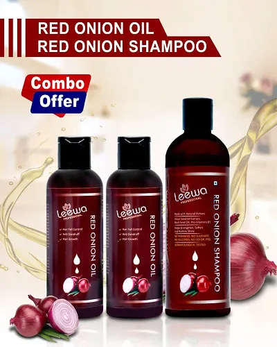 Premium Quality Red Onion Oil And Shampoo Combo Pack Of 3