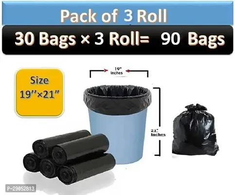 Dustbin Bags,Medium Size,30 Bags/Pack,Black Color,19X21 Inch Pack Of 3-thumb0