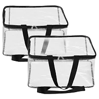 Pristu Transparent Multipurpose Storage Bag for Wardrobe | Transparent Saree Covers | Large Plastic Storage Bag | PVC Packing Organizer - 40x32x22 cm (02)-thumb1