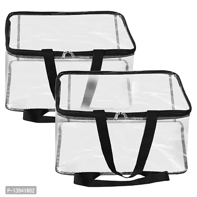 Pristu Transparent Multipurpose Storage Bag for Wardrobe | Transparent Saree Covers | Large Plastic Storage Bag | PVC Packing Organizer - 40x32x22 cm (02)-thumb2