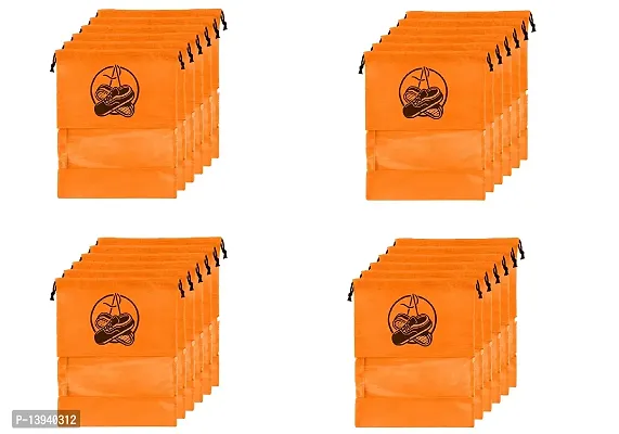 Pristu Shoe Cover 24 Piece Travel Shoe Bag Non Woven Shoe Storage Covers Portable Shoe Pouch for Travelling and Footwear Pack of (24 Pc Orange)