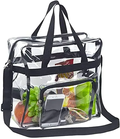 pristu Clear Bag Stadium Approved, Cold-Resistant, Lightweight and Waterproof, Transparent Tote Bag and Gym Clear Bag, See Through Tote Bag for Work, Sports Games and Concerts-12 x12 x6