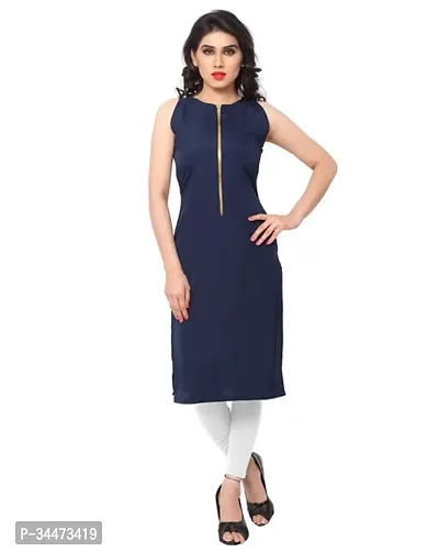 Stylish Blue Cotton Kurta For Women-thumb0