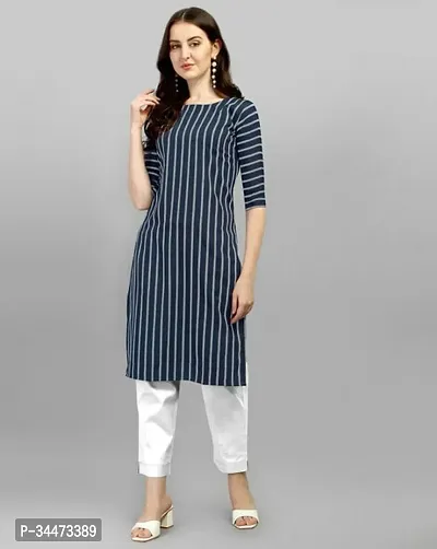 Stylish Blue Cotton Kurta For Women-thumb0