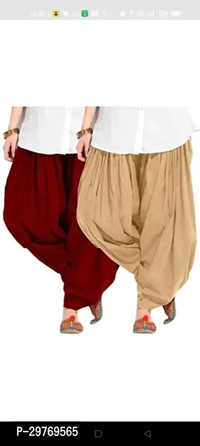 Fabulous Multicoloured Cotton Patiala Salwar For Women Pack Of 2-thumb0