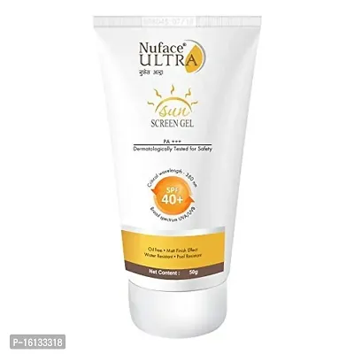 Nu face Ultra Sunscreen SPF 40+ Gel, Oil Free, Water Resistant, Matte Finish Effect, UVA  UVB Protection, PA+++