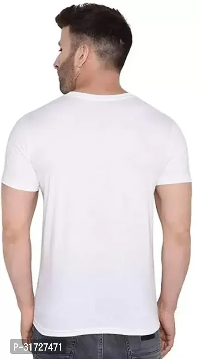 Elegant White Polyester Blend Printed Tees For Men-thumb2