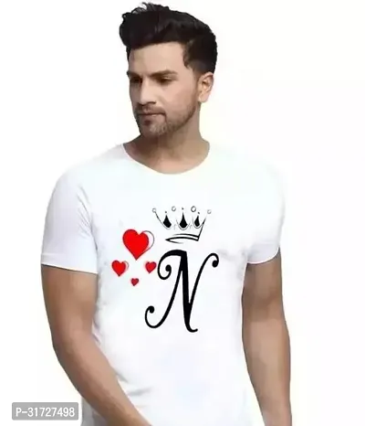 Elegant White Polyester Blend Printed Tees For Men-thumb0