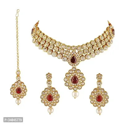 Stylish Maroon Metal Agate Jewellery Set For Women