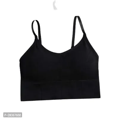 RANNADE Stylish Cotton Bra with Pad, Women's T-Shirt Lightly Padded Bra for Daily Use Cum Free Size Padded Bra, Slip On Bra, Cute Bra, Crop Top Special Pack of 1 (S, Black)