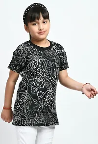 Stylish Multicoloured Crepe Printed Tee For Girls Pack Of 4-thumb4