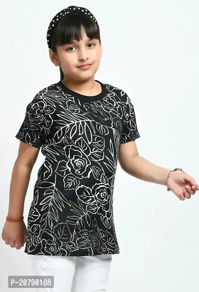 Stylish Multicoloured Crepe Printed Tee For Girls Pack Of 4-thumb5