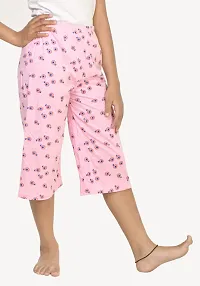 Stylish Pink Cotton Printed Capris For Girls-thumb3