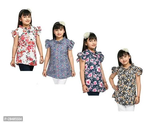 Beautiful Multicoloured Crepe Tops Pack Of 4