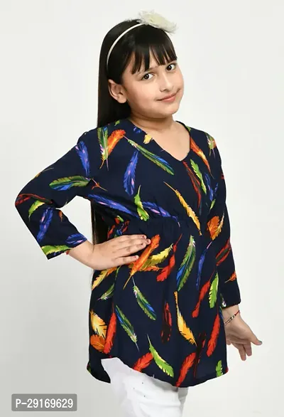 Stylish Multicoloured Crepe Printed Top For Girls Pack Of 2-thumb5